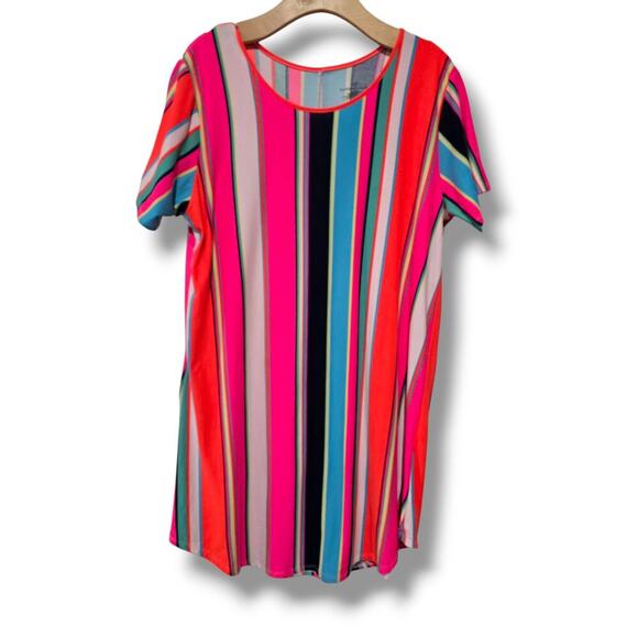 Bobbie Brooks women's multicolor striped short sleeves tshirt dress xl - Picture 1 of 7